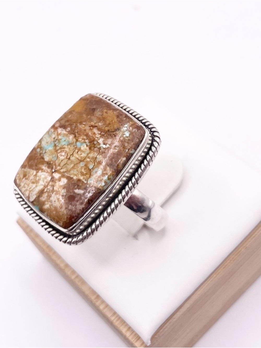 Size 7.5 Number 8 Turquoise 925 Sterling Silver Ring - Picture 3 of 9